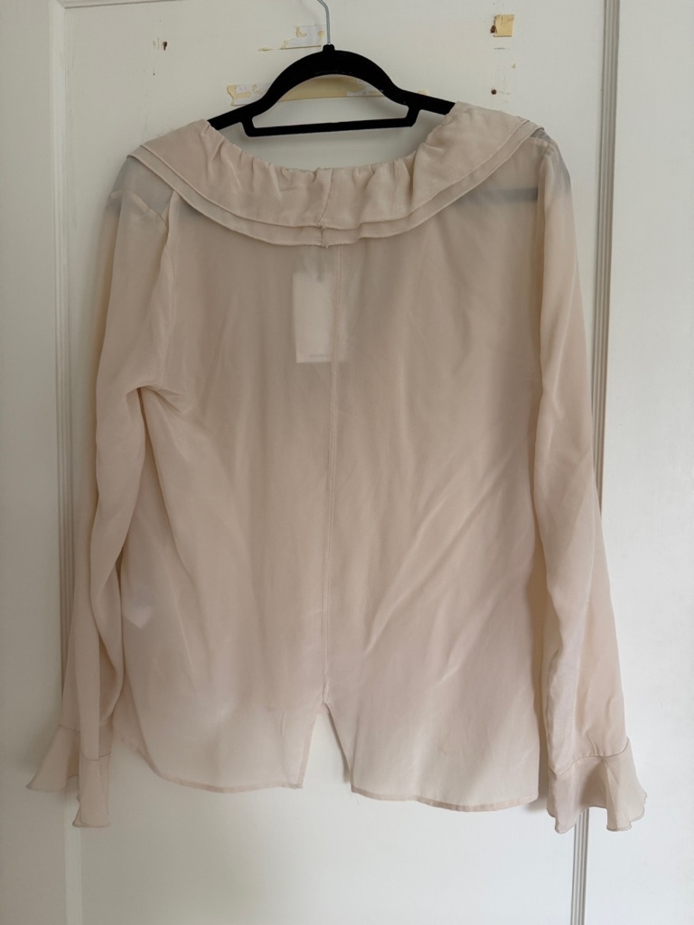 Anine Bing Cream Ruffle-Neck Long Sleeve Blouse - Picture 2 of 3